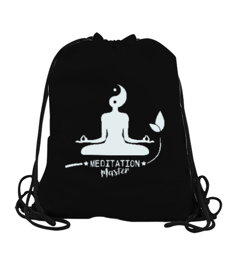 Tisho - Meditation Master - Meditasyon Ustası - Yoga çakra om Siyah Büzgülü Spor Çanta