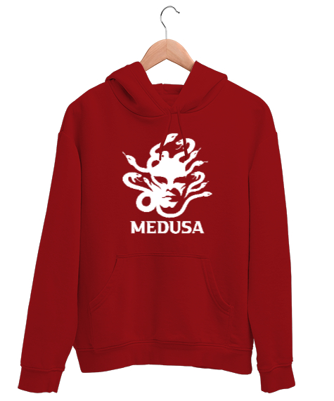 Tisho - Medusa - Yılan Başlı Mitoloji Kırmızı Unisex Kapşonlu Sweatshirt