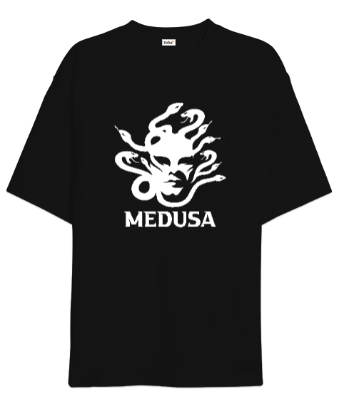 Tisho - Medusa - Yılan Başlı Mitoloji Siyah Oversize Unisex Tişört