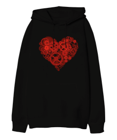 mekanik kalp Oversize Unisex Kapüşonlu Sweatshirt - Tisho