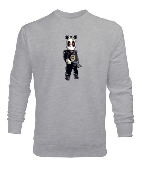 Tisho - Mekanik Panda Gri Erkek Sweatshirt