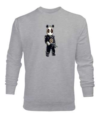Mekanik Panda Gri Erkek Sweatshirt - Tisho