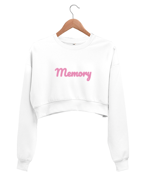 Tisho - Memory baskılı Beyaz Kadın Crop Sweatshirt