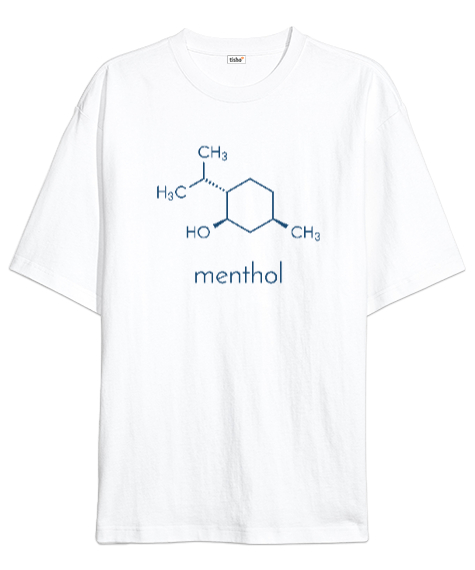 Tisho - Mentol Molekül - Molecule Beyaz Oversize Unisex Tişört