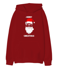 Merry Christmas Baskılı Oversize Unisex Kapüşonlu Sweatshirt - Tisho
