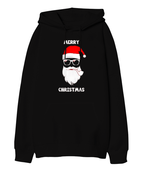 Tisho - Merry Christmas Baskılı Oversize Unisex Kapüşonlu Sweatshirt