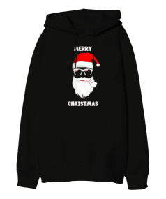 Merry Christmas Baskılı Oversize Unisex Kapüşonlu Sweatshirt - Tisho