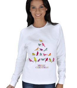 MERRY_CHRISTMAS_KUŞLAR KADIN SWEATSHIRT - Tisho