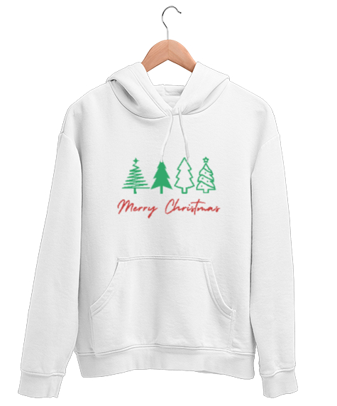 Tisho - MERRY CHRISTMAS- MUTLU YILLAR Beyaz Unisex Kapşonlu Sweatshirt