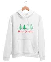  MERRY CHRISTMAS- MUTLU YILLAR Beyaz Unisex Kapşonlu Sweatshirt - Tisho