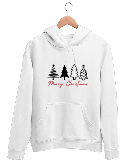 Tisho - MERRY CHRISTMAS- MUTLU YILLAR Beyaz Unisex Kapşonlu Sweatshirt