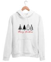 MERRY CHRISTMAS- MUTLU YILLAR Beyaz Unisex Kapşonlu Sweatshirt - Tisho