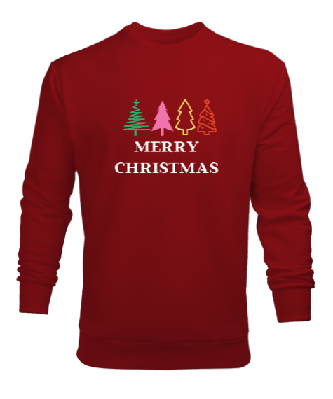 Tisho - MERRY CHRISTMAS- MUTLU YILLAR Kırmızı Erkek Sweatshirt