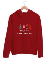  MERRY CHRISTMAS- MUTLU YILLAR Kırmızı Unisex Kapşonlu Sweatshirt - Tisho