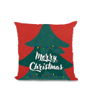 Tisho - Merry Christmas Noel Ağacı Yılbaşı Kırmızı Kare Yastık