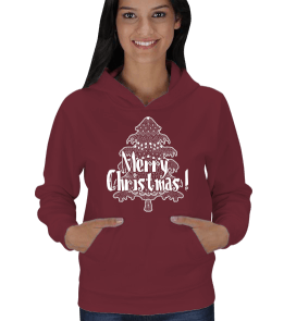 Merry Christmas Yılbaşı Kadın Kapşonlu - Tisho