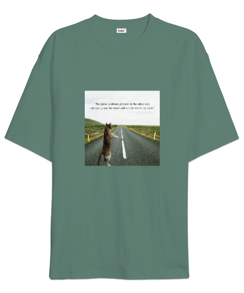 Tisho - Mery Çağla Yeşili Oversize Unisex Tişört