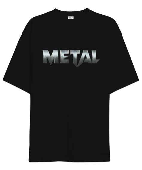 Tisho - Metal Siyah Oversize Unisex Tişört