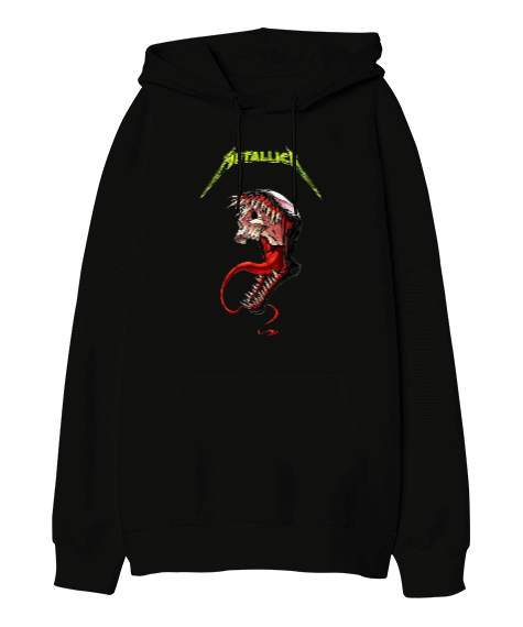 Tisho - Metallica Rock Tasarım Baskılı Oversize Unisex Kapüşonlu Sweatshirt