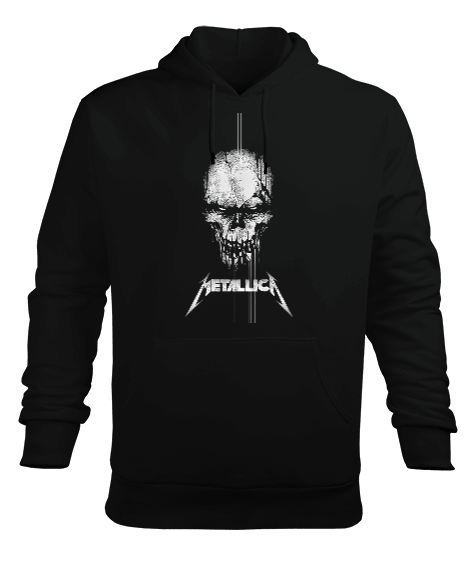 Tisho - Metallica Rock Tasarım Baskılı Siyah Erkek Kapüşonlu Hoodie Sweatshirt