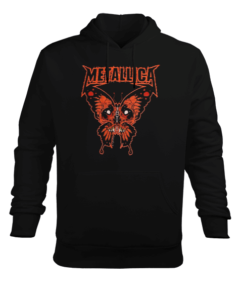 Tisho - Metallica Rock Tasarım Baskılı Siyah Erkek Kapüşonlu Hoodie Sweatshirt