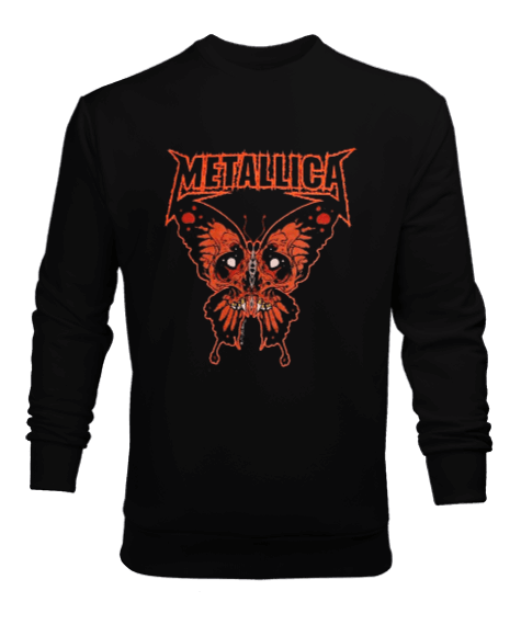 Metallica Rock Tasarım Baskılı Siyah Erkek Sweatshirt