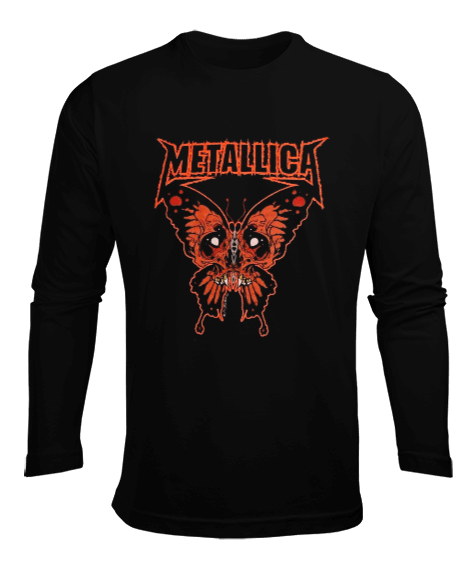 Tisho - Metallica Rock Tasarım Baskılı Siyah Erkek Uzun Kol Yazlık Tişört