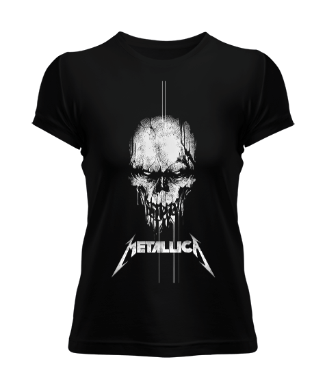 Tisho - Metallica Rock Tasarım Baskılı Siyah Kadın Tişört