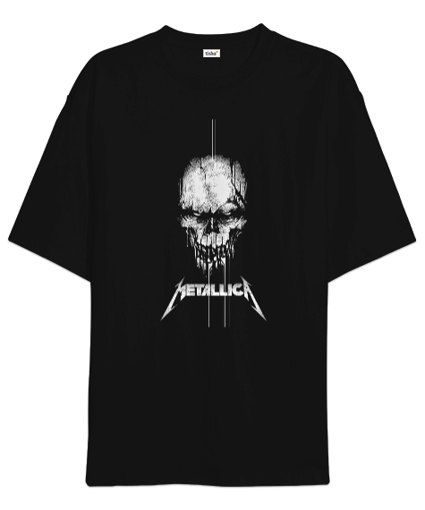 Tisho - Metallica Rock Tasarım Baskılı Siyah Oversize Unisex Tişört