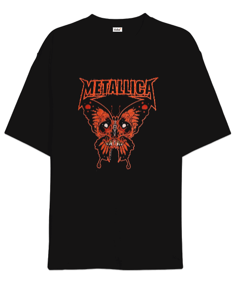 Tisho - Metallica Rock Tasarım Baskılı Siyah Oversize Unisex Tişört
