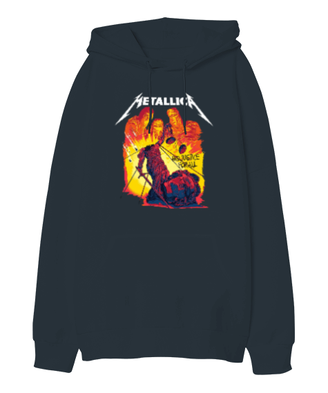Tisho - Metallica Tasarım Baskılı Oversize Unisex Kapüşonlu Sweatshirt