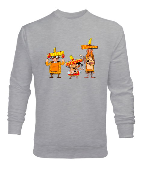 Tisho - Mexican Singers - Meksikalı Sokak Müzisyenleri Gri Erkek Sweatshirt