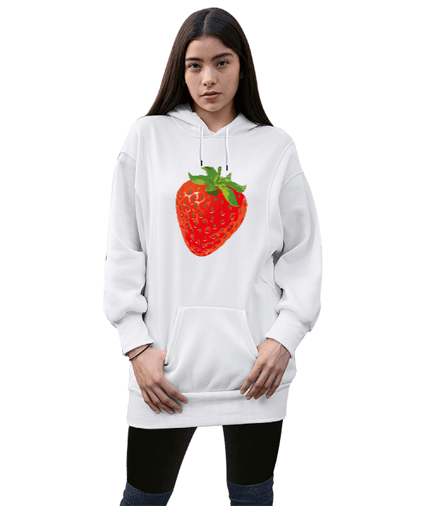 Tisho - meyve Kadın Uzun Hoodie Kapüşonlu Sweatshirt