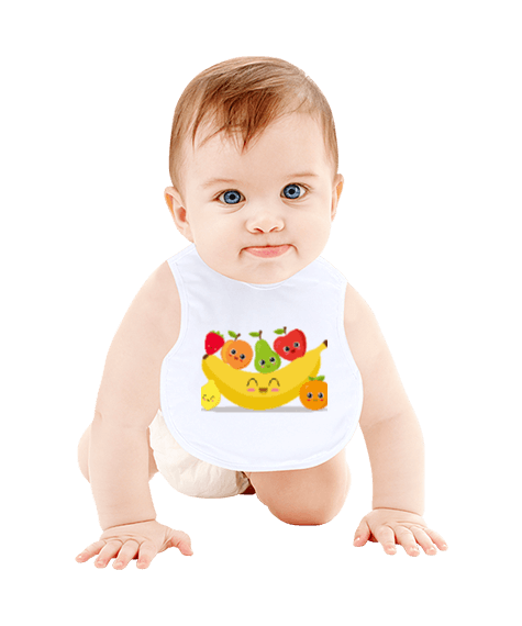 Tisho - meyveli bebek mama önlüğü Bebek Mama Önlüğü