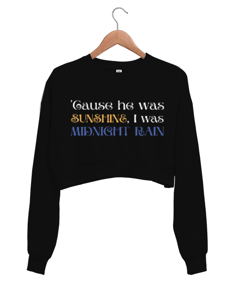 Tisho - Midnight Rain Taylor Swift Midnights Siyah Kadın Crop Sweatshirt