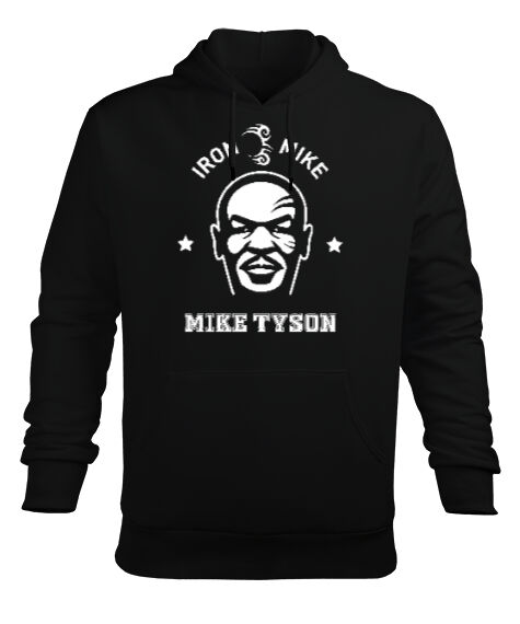 Tisho - Mike Tyson Siyah Erkek Kapüşonlu Hoodie Sweatshirt