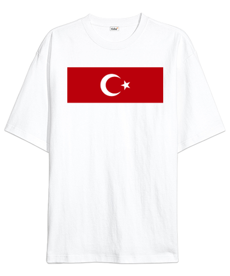 Tisho - Milli Forma Eski Versiyon - Türk Bayrağı Beyaz Oversize Unisex Tişört