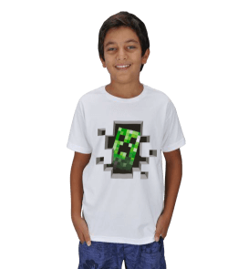 Tisho - Minecraft Çocuk T-Shirt Creeper Çocuk Unisex