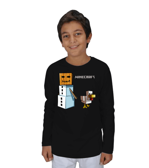 Tisho - Minecraft Çocuk Uzun Kol Tişört Çocuk Unisex Uzunkollu