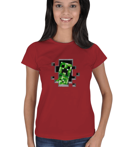 Tisho - Minecraft Creeper Bayan T-Shirt Kadın Tişört