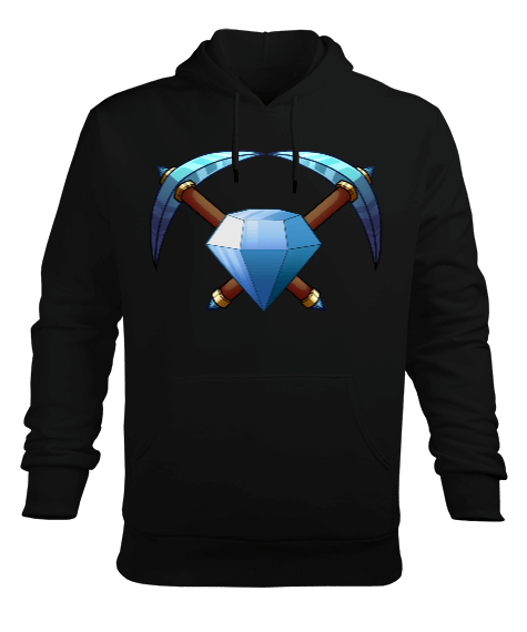 Tisho - Minecraft Oyun Elmas Kazma Erkek Kapüşonlu Hoodie Sweatshirt