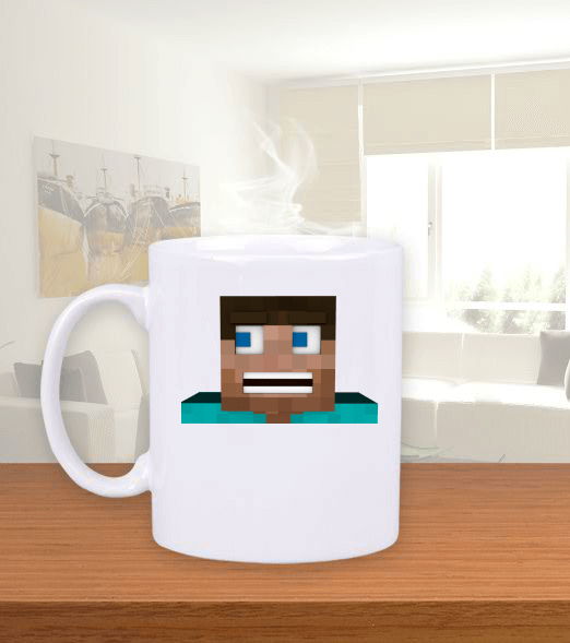 Tisho - Minecraft Steve Beyaz Kupa Bardak