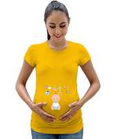 Minik Bebek Baskılı Sevimli Sarı Kadın Hamile Tişört - Tisho
