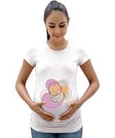 Minimalist Özel tasarım Beyaz Kadın Hamile Tişört - Tisho