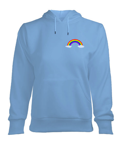 Tisho - Minimalist Rainbow Desenli Hoodie Kadın Kapşonlu Hoodie Sweatshirt