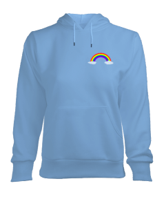 Tisho - Minimalist Rainbow Desenli Hoodie Kadın Kapşonlu Hoodie Sweatshirt