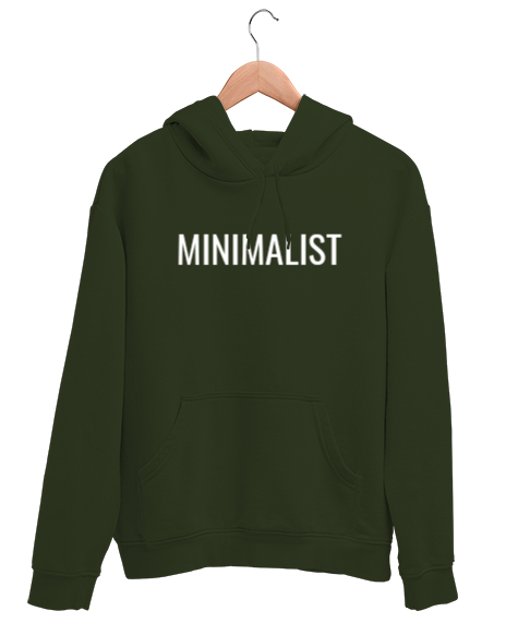 Tisho - Minimalist yazılı Haki Yeşili Unisex Kapşonlu Sweatshirt
