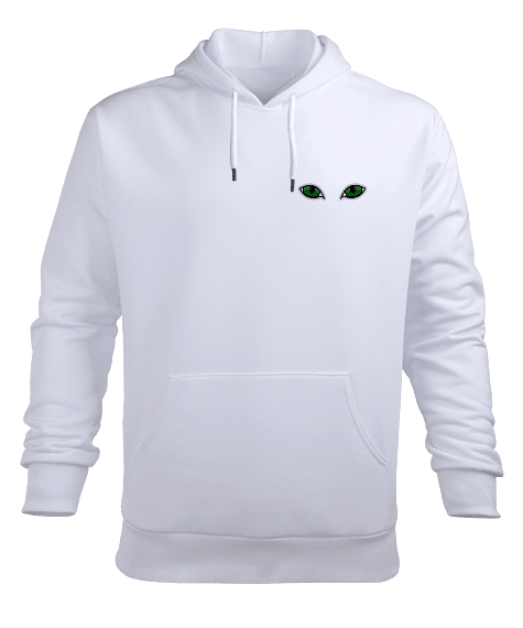 Tisho - Minimalist Yeşil Kedi Gözleri Erkek Kapüşonlu Hoodie Sweatshirt