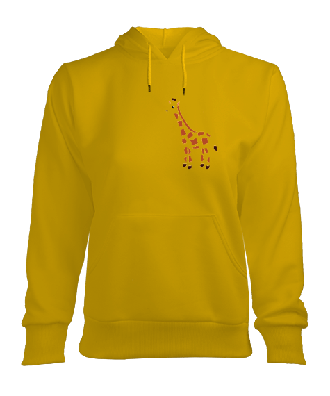 Tisho - Minimalist Zürafa Desenli Hoodie Kadın Kapşonlu Hoodie Sweatshirt