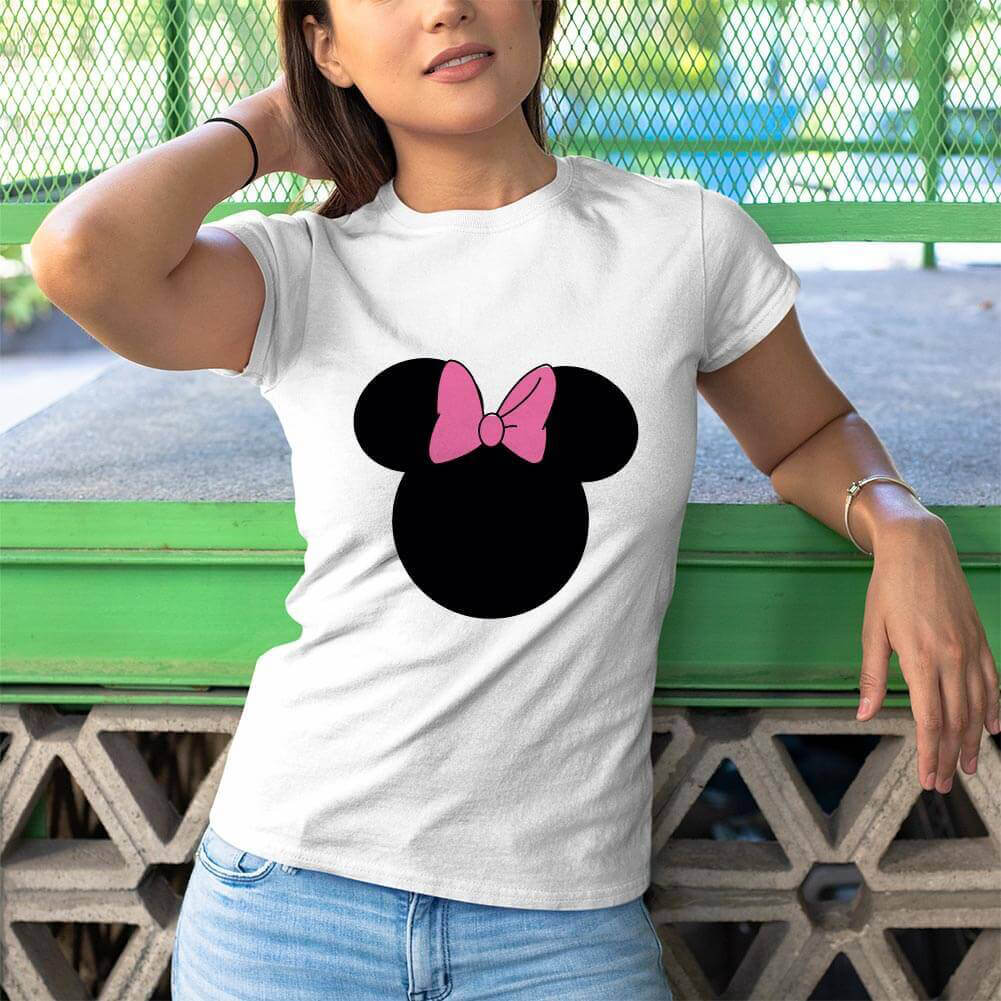 Tisho - Minnie Mouse Kadın Kısa Kol Tişört - Tekli Kombin